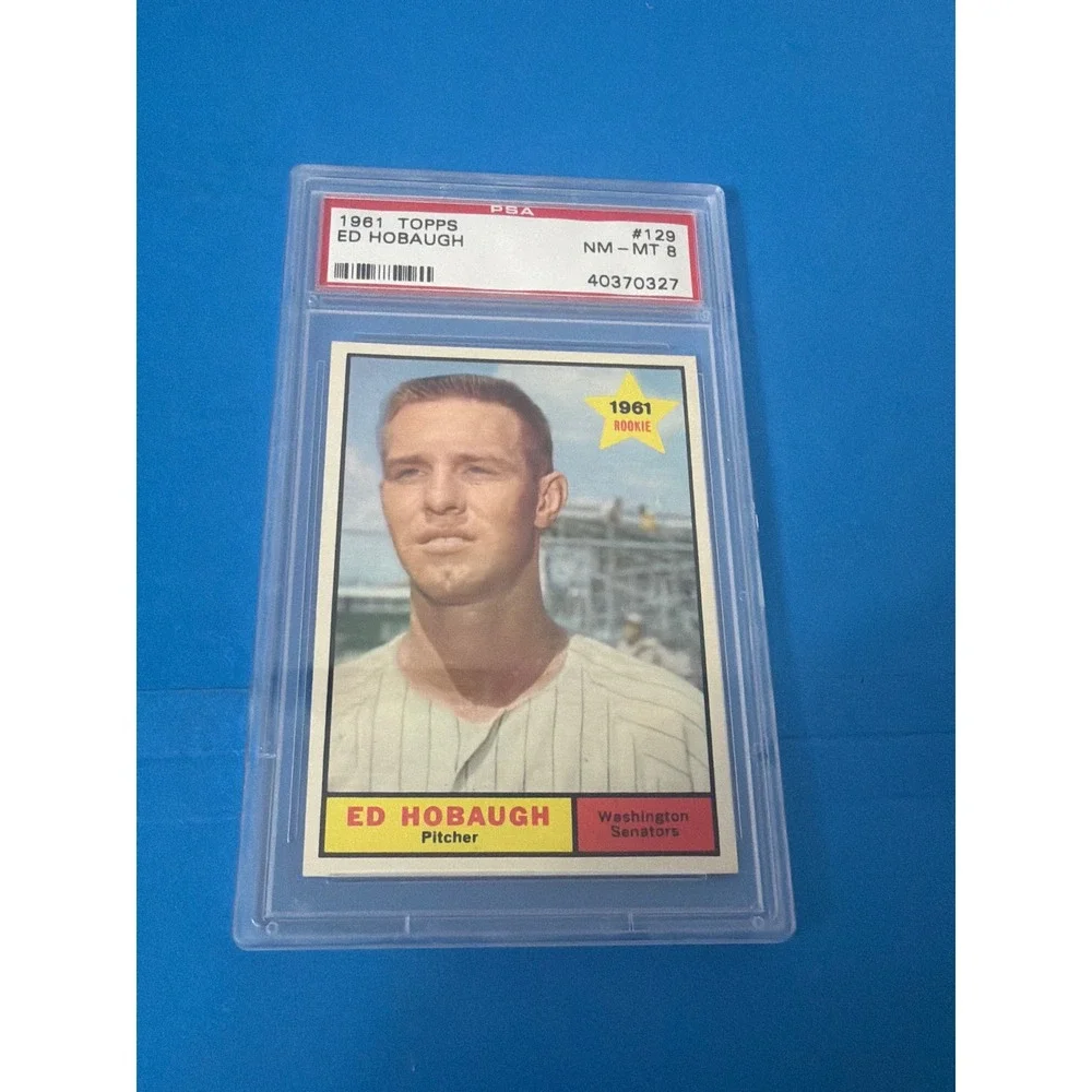 1961 Topps Ed Hobaugh #129 Rookie Card Washington Senators PSA 8 NM-MT
